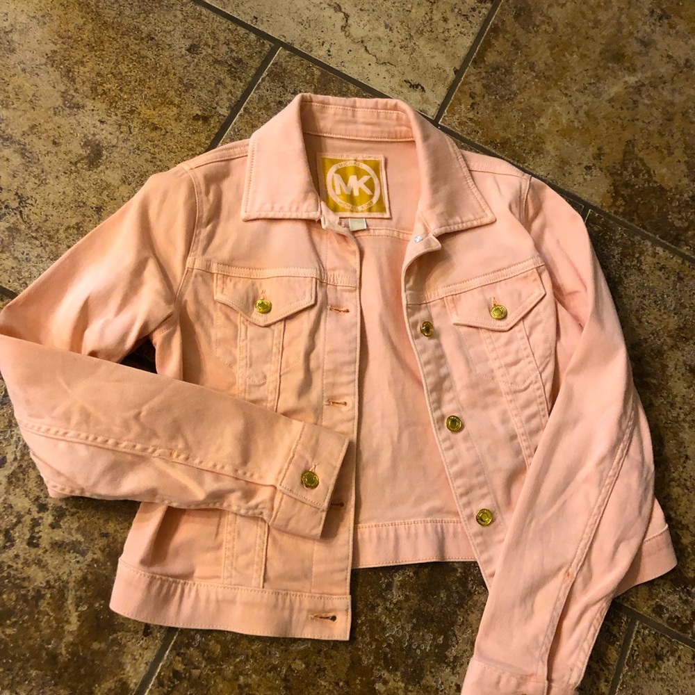 Michael Kors Denim Jean Jacket Soft Orange/Peach Color Size Small